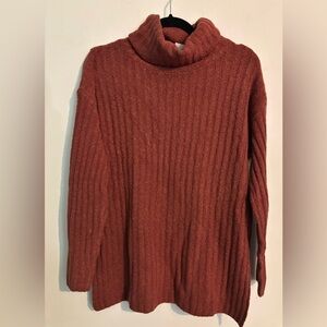 NWT Lou & Grey Womens XS Oversized Rust Turtleneck Ribbed Long sleeve Sweater
